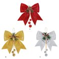 thumbnail image 4 of Bearachild 2 piezas Feliz Navidad Bowknot Árbol Lentejuelas Guirnalda Adornos Conos Hojas Bola Corbata Regalo Decoración al aire libre Rojo Type2 NO2, 4 of 6