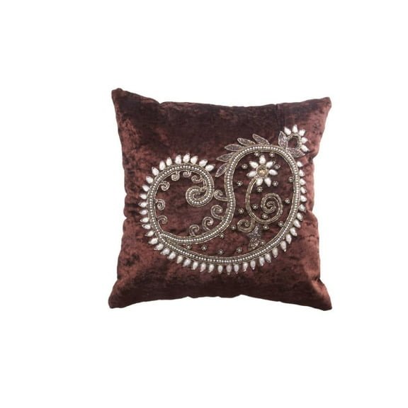 Set Of 5 Elegant Brown Velvet Cushion Cover with pearl design