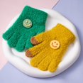 thumbnail image 3 of Guantes de otoño e invierno para niños, resistentes al frío y abrigados, con hebilla de cara sonriente para niños, guantes de punto de lana de cinco dedos para bebés, 3 of 6