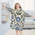 thumbnail image 5 of FORMRS Wearable Blanket Hoodie with Sleeves for Kids Cozy Flannel Sweatshirt, Blue Floral, 5 of 7
