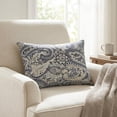 thumbnail image 2 of Plutus Brands Plutus Aristocratic Floret White/ Blue Paisley Luxury Outdoor/Indoor Throw Pillow, 24L x 24W, 2 of 9