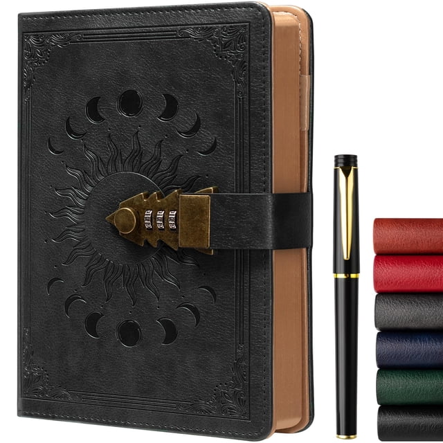 Agenda Journal ZXHQ, tamaño A5, 224 páginas, con juego de bolígrafos, color negro