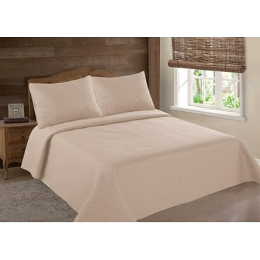 Hotel Bedspread Quality 3-Piece Quilt, Bedspread, Coverlet Set - Full/Queen Taupe