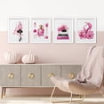 thumbnail image 3 of PixonSign Framed Wall Art Fashion Sketch Paris France Eiffel Tower Perfume Posters, Set of 4 Pink Preppy Room Digital Art Minimalism Modern Canvas Prints for Home Decor - 8"x10" White, 3 of 5