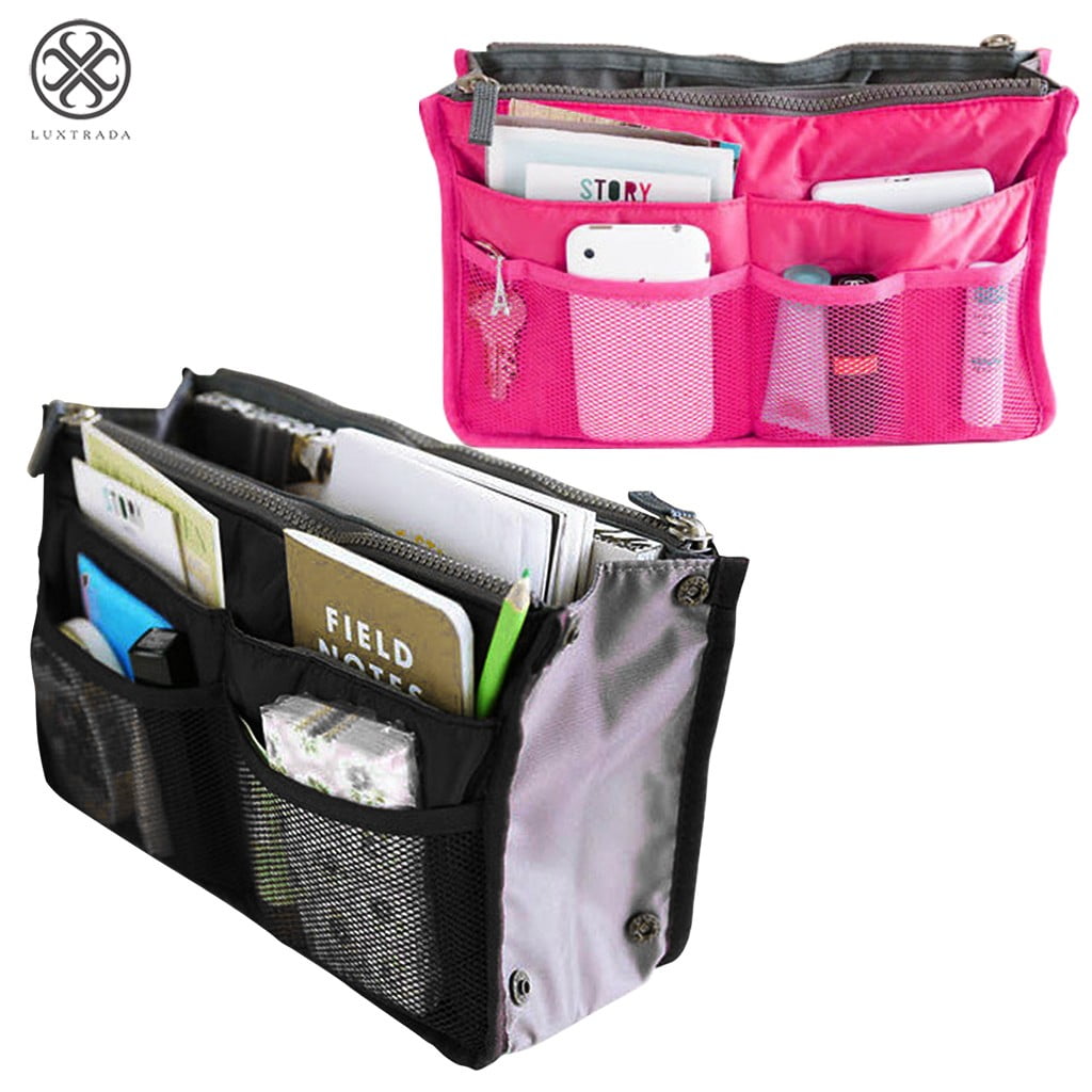 Luxtrada Women Pocket Large Travel Insert Handbag Tote Organizer Tidy Bag Purse Pouch (Gray)