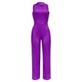 thumbnail image 5 of lulshou Jumpsuits for Women, Women'S Solid Color High-Waisted Sleeveless Round Neck Off-The-Shoulder Sequin Slim Long Sequin Romper Women's Jumpsuits, Rompers & Overalls, Purple S, 5 of 5