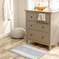 thumbnail image 5 of Unique Bargains Striped Bathroom Rugs Soft Fluffy Chenille Bath Rugs Light Grey 16" x 24", 5 of 7