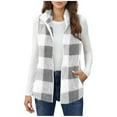 thumbnail image 2 of DAFPZW Womens Fleece Sherpa Vest Winter Sleeveless Fuzzy Fluffy Checkered Plaid Vest Zip Up Soft Jacket with Pockets, 2 of 9
