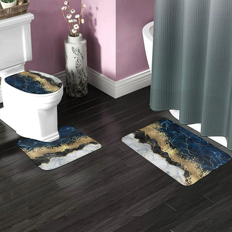 2 Pieces Modern Non-Slip Soft Bath Mat Set Abstract Bathroom Rugs 16 x 24  & 20 x 32