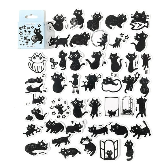 45x/Box Cats Theme Theme Stickers Water Bottle Sticker Decorative Stickers Animals Sticker for Skateboards Scrapbooking