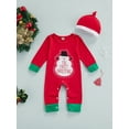 thumbnail image 2 of Qiylii Baby Christmas Romper, Color Block Long Sleeve O-Neck Jumpsuit + Cap, 2 of 8