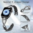 thumbnail image 2 of Dwitch Compatible with Apple Watch Bling Band Strap 38mm/40mm/41mm,Womens Girls Shiny Rhinestone Metal Wristband Bling Glitter Strap for Apple Watch Series 9 8 7 6 5 4 3 2 1 SE,Black, 2 of 5