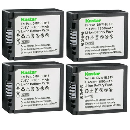 Image of Kastar 4-Pack DMW-BLB13 Battery Replacement for Panasonic DMW-BLB13 DMW-BLB13E DMW-BLB13GK DMW-BLB13PP Battery DE-A49 DE-A49A DE-A49B DE-A49C Charger Panasonic DMC-GF1EG DMC-GF1GH Camera