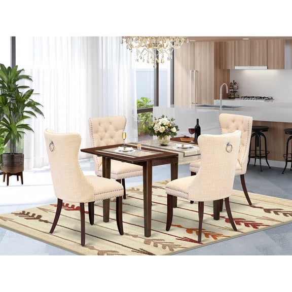 Mountain Lodge 5 Piece Dining Set - Rectangle Table & 4 Upholstered Chairs - Mahogany Finish