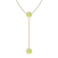 thumbnail image 1 of Angara Collier Péridot Naturel - Collier Style Lariat Péridot Rond 2.8 ct en Or Rose 14K pour Femmes, 1 of 8