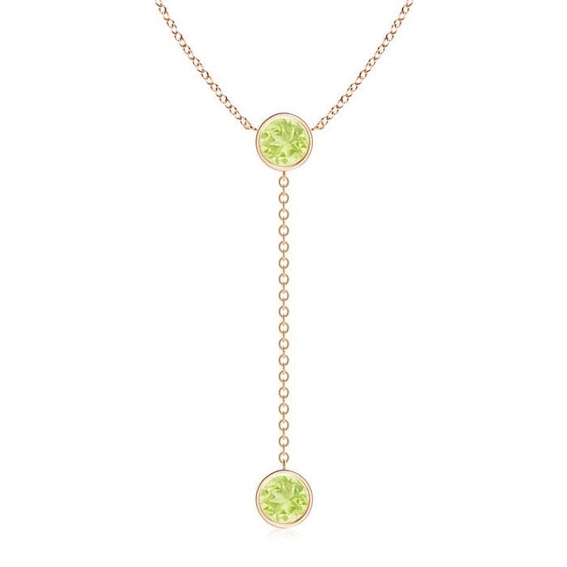 Angara Collier Péridot Naturel - Collier Style Lariat Péridot Rond 2.8 ct en Or Rose 14K pour Femmes