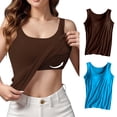 thumbnail image 2 of Ruyang Cotton Shelf Bra Camisoles Top for Women Sleeveless Basic Solid Camisole V Neck Camisole With Built In Padded Bra Vest, 2 of 3