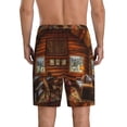 thumbnail image 3 of Gaeub Log Cabin Inside Printed Men's Short Pajama Pants, Lightweight Lounge & Sleep Bottoms Keep You Cool - Large, 3 of 9