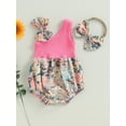thumbnail image 3 of VOLTEY Toddler Infant Baby Girls Summer Romper 0 3 6 12 18 Months Floral One Shoulder Romper and Stretch Headband Cute Clothes Set, 3 of 10