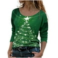thumbnail image 2 of Babysbule Womens Christmas Tops Fashion Long Sleeve Crewneck Christmas Tree Print Pullover Women Tops Blouse, 2 of 5