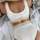 thumbnail image 4 of Traje de baño para mujer, color liso, escote en V, cintura alta dividida con costuras, bikini dividido, traje de baño para mujer, conjuntos de bikini para mujer, trajes de baño bikini para mujer, 4 of 6