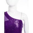 thumbnail image 3 of Haitryli Kids Girls 2 Piece Sequin Crop Top with Tiered Skirts Dance Outfits for Hip Hop Jazz Cheer Performance Purple 6, 3 of 7