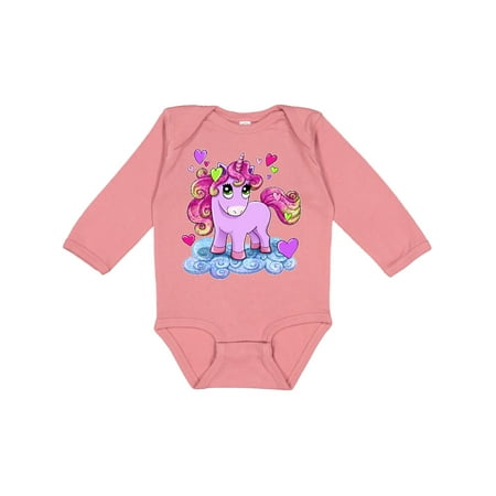 

Inktastic Valentine Unicorn with hearts Gift Baby Boy or Baby Girl Long Sleeve Bodysuit