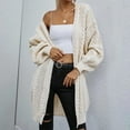thumbnail image 3 of Lilgiuy Women Casual Solid Knitting Loose Cable Long Sleeve V-Neck Sweaters Tops Winter Dresses for 2022, 3 of 4