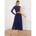thumbnail image 3 of YiZYiF Womens One Sleeve Modern Lyrical Dance Mesh Dress Side Split Ballet Gymnastics Leotard Dress Navy Blue L, 3 of 7
