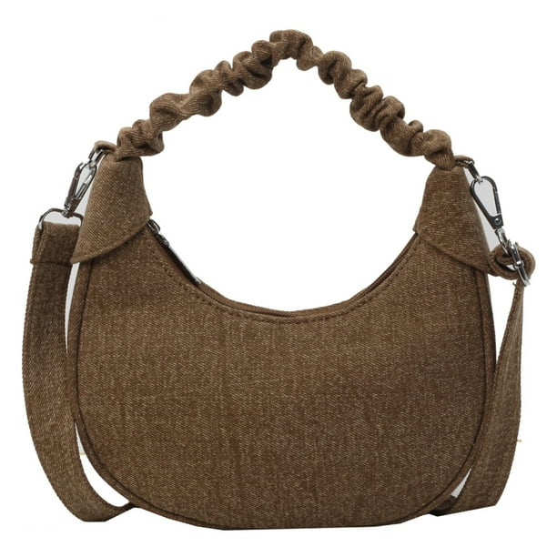 Bolso Hombro Fruncido para Mujer JShteea Diario Con Cierre Mezclilla Color Sólido