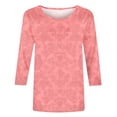 thumbnail image 2 of Fengqque Women's 3/4 Sleeve Printing T-Shirts Round Neck Tunic Tops Basic Tees Blouses Business Work Tee Top Red-C S(S), 2 of 5