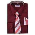thumbnail image 3 of Berlioni Kids Boys Long Sleeve Dress Shirt With Tie and Hanky  Burgundy, 3 of 3