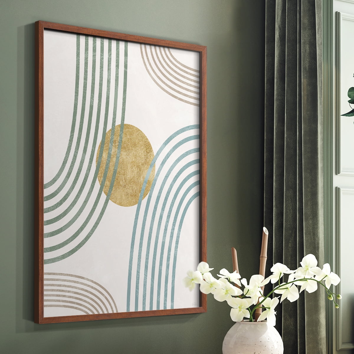 Modern Flow in Brown Solid Wood 11 x 14 Framed Print