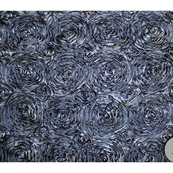 Wedding Rosette Satin Fabric 54" Wide Sold by The Yard (Navy)