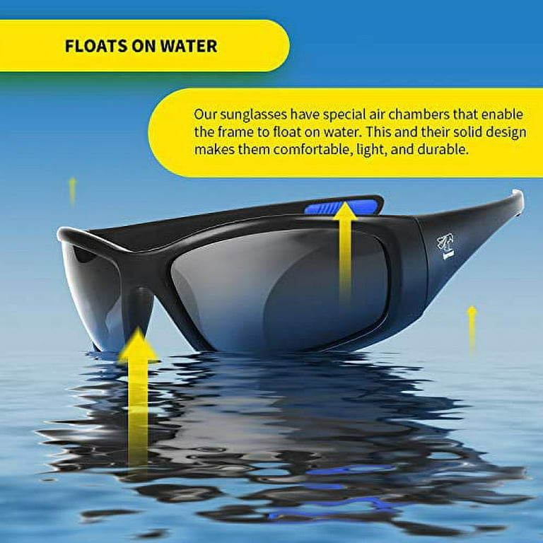 Floating Sunglasses with Polarized Lenses- Ideal for Fishing, Boating,  Kayaking, Paddling and More (Black Matte) 