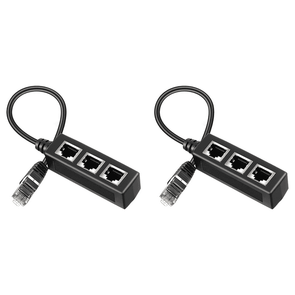 2X Rj45 Ethernet Splitter Adapter, Ethernet Splitter 1 to 3 , for Home, Office, School Network Expansion