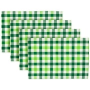 Set of 4 Green and White Checkered Printed Placemats 18"