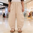 thumbnail image 2 of ZHOGXU Lightweight Fashionable Summer Curved Cut Solid Color Elastic Waist Wide Leg Kids Girls Pants With Pocket All Season Suitable, 2 of 9