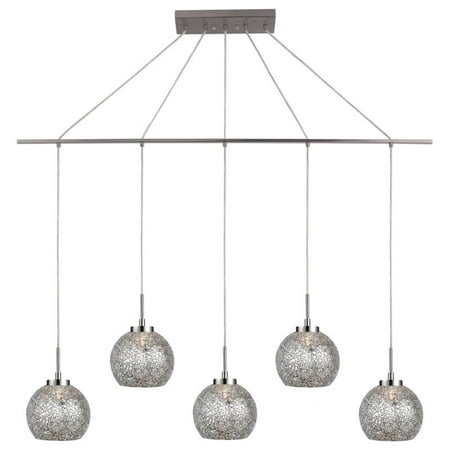 

Woodbridge Lighting Elliptic Ball 5-Light Glass Linear Pendant in Nickel/Mirror