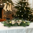 thumbnail image 4 of Gold Christmas Candle Centerpiece for Table 17.72 Inch with Artificial Pine Needles Glittery Baubles Frosted Pine Cones Golden Berries Candlestick Holder Dining Room Table Mantel Desktop Decor, 4 of 5