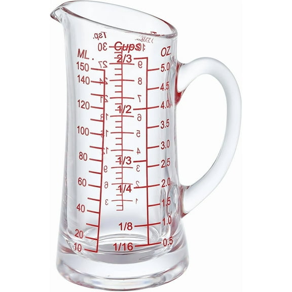 Ackers Glass Measuring Cup 5 Oz/150ml Shot Glass Measuring Cup with V-Spout,Insulated handle