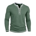 thumbnail image 5 of JIAYUE Men's T Shirt Fashionable Contrast Color Trim Henley Long Sleeve Shirts V Neck Buttons Placket Slim Fit Casual Pullover Tops For Commute Travel And Daily Comfortable Wear, 5 of 7