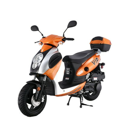 ORANGE TAOTAO Powermax 150cc Moped Scooter with Sports Style, Hand Brake, Key and Kick Start, Rear (Best Gas Scooter 2019)