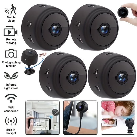 Mini Camera WiFi Camera Video Recorder Small Camera for Room Camera Night Vision Home Security Camera Nanny Cam Pet Camera Baby Camera(4PCS)