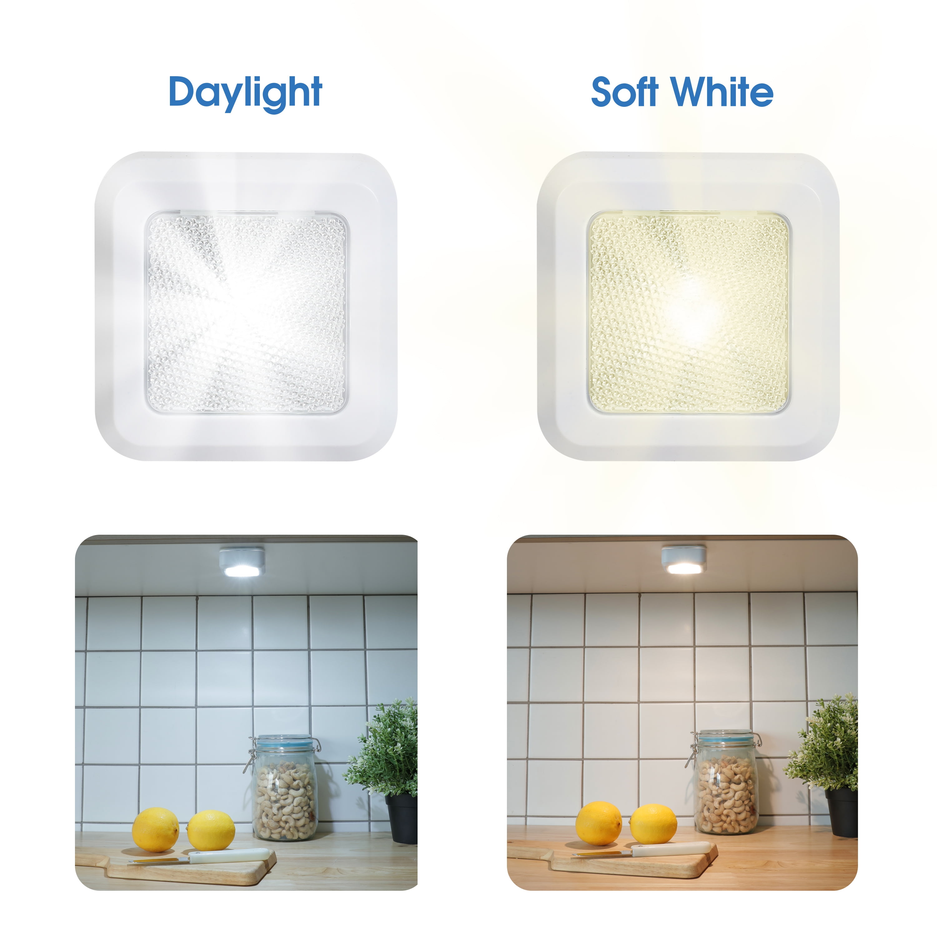 Great Value Wireless LED Puck Lights, 2-Pack, 100-Lumens, Remote Included