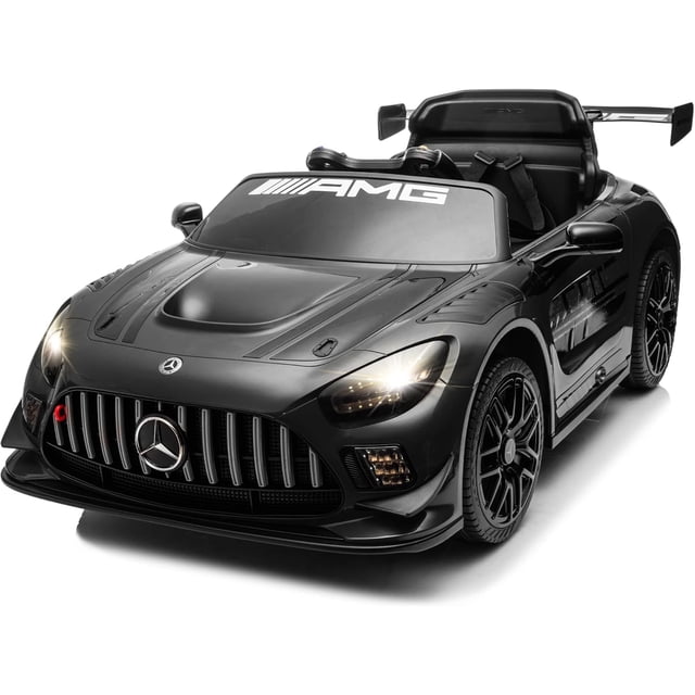VOLTZ TOYS 24V Mercedes-AMG GT3 Kids Ride-On Racing Car with Premium Leather Seat, High-Speed Performance 24V Power Wheels, Motorized Track Toy with Parent Remote, Black