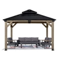 thumbnail image 2 of Aoodor 12' x 12' Outdoor Cedar Wooden Frame Gazebo, 2 of 12