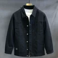 thumbnail image 3 of Chaqueta vaquera para hombre, abrigo vaquero negro de otoño, estilo coreano, moda de marca coreana, prendas de vestir de moda, talla grande, informal, Y2k, 3 of 5