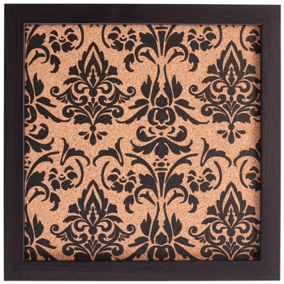 Craig Frames Decorative Cork Bulletin Board, 12x12 Inch, Brown Frame with Fleur de Lis Pattern