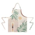 thumbnail image 2 of Green Boho Geometric and Plant Pattern Apron-Garden Aprons for Women with Pockets-Cotton Linen Waterproof Kitchen Cooking Gardening Aprons Adjustable for Kitchen,Cooking,BBQ and Salon 33x27 Inch, 2 of 7